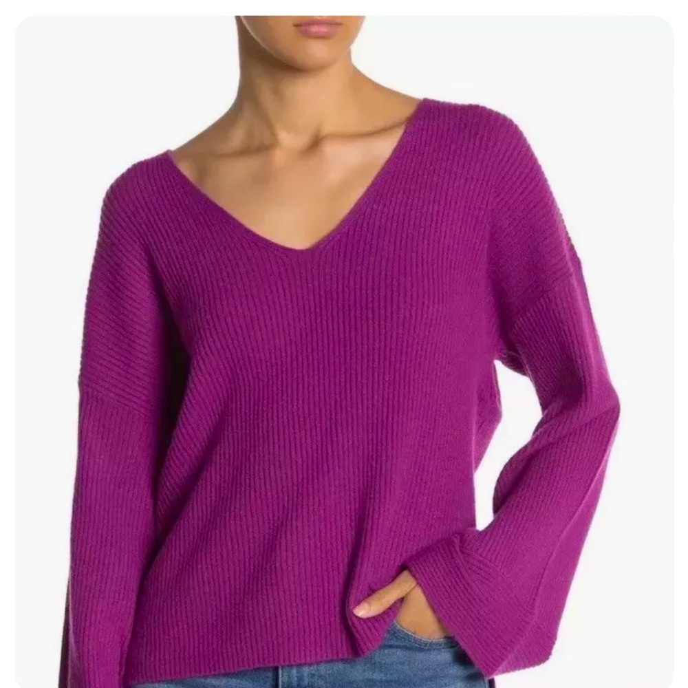 Oversized Magenta Bell Sleeve Sweater